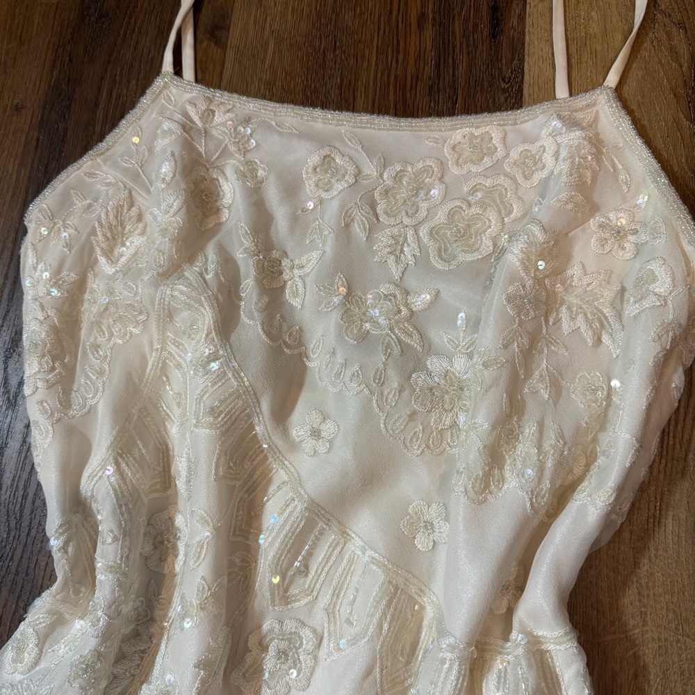 Vintage Y2K 100% Silk Beaded Dress Vintage Beaded Dress Vintage Wedding Dress - Picture 7 of 16